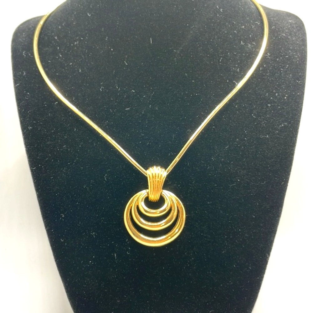 Crown Trifari Gold Tone Slider Pendant with Gold Tone Torque